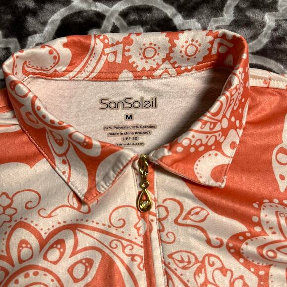 San Soleil Vented 1/4 Zip Collar Women's Medium Long Sleeve Stretch UPF 50 Golf - Picture 3 of 9